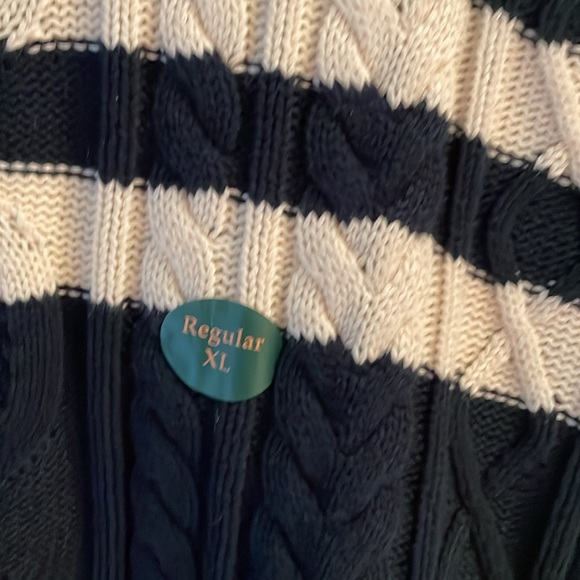 🆕 LL Bean Striped Fisherman’s Crew Neck Sweater, Cream/Navy. Size XL - Picture 4 of 10